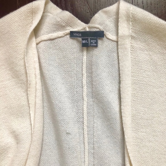 VINCE Graphic Stripe Poncho in Off White & Black - Picture 6 of 8